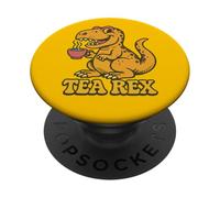 Divertido diseño de dinosaurio Tea Rex - Lindo juego de palabras para amantes del té T-Rex PopSockets PopGrip Adhesivo