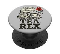 Divertido diseño de dinosaurio Tea Rex - Lindo juego de palabras para amantes del té T-Rex PopSockets PopGrip Adhesivo