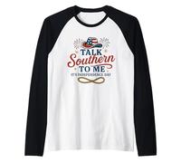 Divertido diseño de encanto sureño para mujeres del 4 de julio de EE. UU Camiseta Manga Raglan