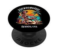 Divertido diseño de Esqueleto bajo el Sol abrasador de Jacksonville, Florida PopSockets PopGrip Adhesivo