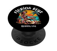 Divertido diseño de Esqueleto bajo el Sol abrasador de los Cayos de Florida PopSockets PopGrip Adhesivo