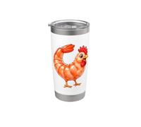 Divertido diseño de fusión de camarones y pollo de dibujos animados Vaso térmico de acero inoxidable de doble pared