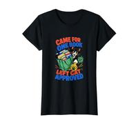 Divertido diseño de Gato Amante con un Libro desbordante Camiseta gráfica económica, Mujer, Negro, M