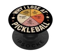 Divertido diseño de gráfico de Why I Lose At Pickleball para Pickleballer PopSockets PopGrip Adhesivo