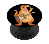 Divertido diseño de Guitarrista T-Rex con música Rock de Dinosaurio PopSockets PopGrip Adhesivo
