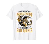 Divertido diseño de Humor Gamer sobre procrastinación Camiseta gráfica económica, Hombre, Blanco, L