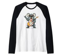 Divertido diseño de Koala Rock música Guitarra Lindo Amante de los Animales Camiseta Manga Raglan
