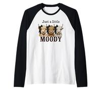 Divertido diseño de Leopardo de Vaca de Las Tierras Altas de Just Little Moody Camiseta Manga Raglan