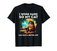 Divertido diseño de Maine Coon Cat Lover I Work Hard Maine Coon Cat Camiseta