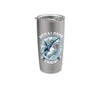Divertido diseño de Megalodon King of the Sea para amantes de los tiburones Vaso térmico de acero inoxidable de doble pared