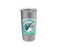 Divertido diseño de Megalodon King of the Sea para amantes de los tiburones Vaso térmico de acero inoxidable de doble pared