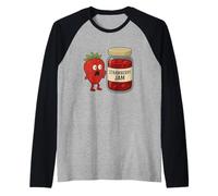 Divertido diseño de mermelada de fresa para los amantes de la comida Camiseta Manga Raglan