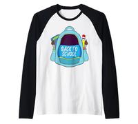 Divertido diseño de mochila de regreso a clases Camiseta Manga Raglan