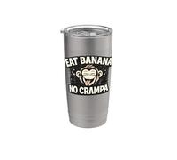 Divertido diseño de mono que come plátano y nunca se acalambran, el primate se ríe Vaso térmico de acero inoxidable de doble pared