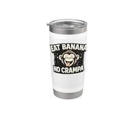 Divertido diseño de mono que come plátano y nunca se acalambran, el primate se ríe Vaso térmico de acero inoxidable de doble pared