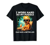 Divertido diseño de Perro Puggle I Work Hard So Puggle Lovers Camiseta