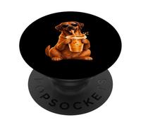 Divertido diseño de Perro Rhodesian Ridgeback para Amantes del café Helado PopSockets PopGrip Adhesivo