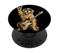 Divertido diseño de Perro Rock Golden Retriever Amante de la música PopSockets PopGrip Adhesivo