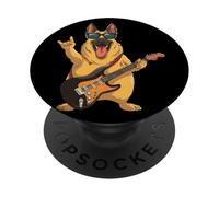 Divertido diseño de Perro Rock Pastor alemán Amante de la música PopSockets PopGrip Adhesivo