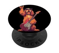 Divertido diseño de Perro Rock Tocando Guitarra Estilo Retro PopSockets PopGrip Adhesivo