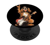 Divertido diseño de Perro Rock Tocando la Guitarra Cavalier King Charles PopSockets PopGrip Adhesivo