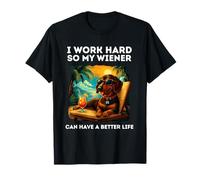 Divertido diseño de Perro Salchicha I Work Hard Dachshund Lovers Camiseta