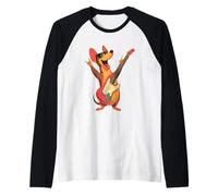 Divertido diseño de Perro Salchicha Rock Guitarrista Camiseta Manga Raglan