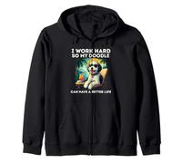 Divertido diseño de Perro Sheepadoodle I Work Hard Sheepadoodle Lover Sudadera con Capucha