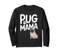 Divertido diseño de pug mamá y cachorro lindo y pata para mamás de perro Manga Larga