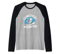 Divertido diseño de senderismo para gatos que suben a todas las montañas Camiseta Manga Raglan