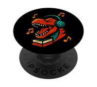 Divertido diseño de T-Rex para Amantes de la música para Adictos a los Auriculares PopSockets PopGrip Adhesivo