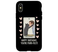 Divertido diseño de tarjeta de tarot de gato negro de feliz cumpleaños Carcasa para iPhone X/XS
