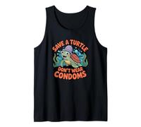 Divertido diseño de Tortuga: Salva a una Tortuga, no uses condones Camiseta sin Mangas