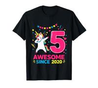 Divertido diseño de Unicornio para Fiesta de cumpleaños número 5 Camiseta