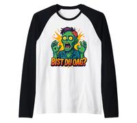 Divertido diseño de zombi con texto "Bist du OAG, cómic" Camiseta Manga Raglan