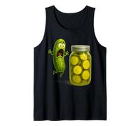 Divertido diseño del Humor de la Comida del Tarro de la Historieta del pepinillo Camiseta sin Mangas