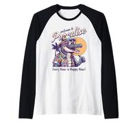 Divertido diseño Desgastado de Verano Estilo Retro Bienvenido al paraíso Camiseta Manga Raglan