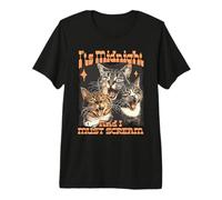 Divertido diseño felino de Midnight Screaming Cats Camiseta Premium