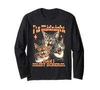 Divertido diseño felino de Midnight Screaming Cats Manga Larga