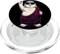 Divertido diseño humorístico de Buda Monje Rock On Chill Estilo Retro PopSockets PopGrip para MagSafe
