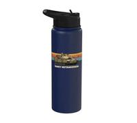 Divertido diseño M1 Abrams Tanky McTankerson con estampado retro de puesta de sol Stainless Steel Insulated Water Bottle