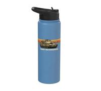 Divertido diseño M1 Abrams Tanky McTankerson con estampado retro de puesta de sol Stainless Steel Insulated Water Bottle