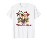 Divertido diseño navideño de Moory Christmas con diseño de Granja navideña para Parejas de Vacas Camiseta