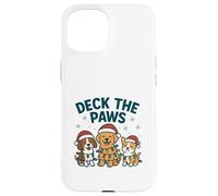 Divertido diseño navideño de Perro para los Amantes de Las Mascotas Deck The Paws Pun Carcasa para iPhone 15