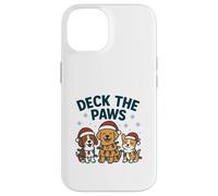 Divertido diseño navideño de Perro para los Amantes de Las Mascotas Deck The Paws Pun Carcasa para iPhone 14