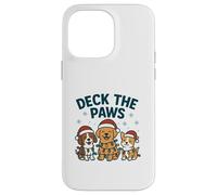 Divertido diseño navideño de Perro para los Amantes de Las Mascotas Deck The Paws Pun Carcasa para iPhone 14 Pro MAX