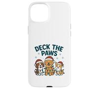 Divertido diseño navideño de Perro para los Amantes de Las Mascotas Deck The Paws Pun Carcasa para iPhone 15 Plus