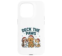 Divertido diseño navideño de Perro para los Amantes de Las Mascotas Deck The Paws Pun Carcasa para iPhone 15 Pro