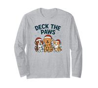 Divertido diseño navideño de Perro para los Amantes de Las Mascotas Deck The Paws Pun Manga Larga