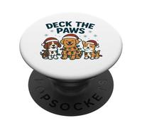 Divertido diseño navideño de Perro para los Amantes de Las Mascotas Deck The Paws Pun PopSockets PopGrip Adhesivo